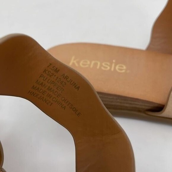 Kensie Sandals NWOT Arjuna Slip On Strap Square Toe Wedge Heel Gold Size 7.5 - Picture 11 of 11